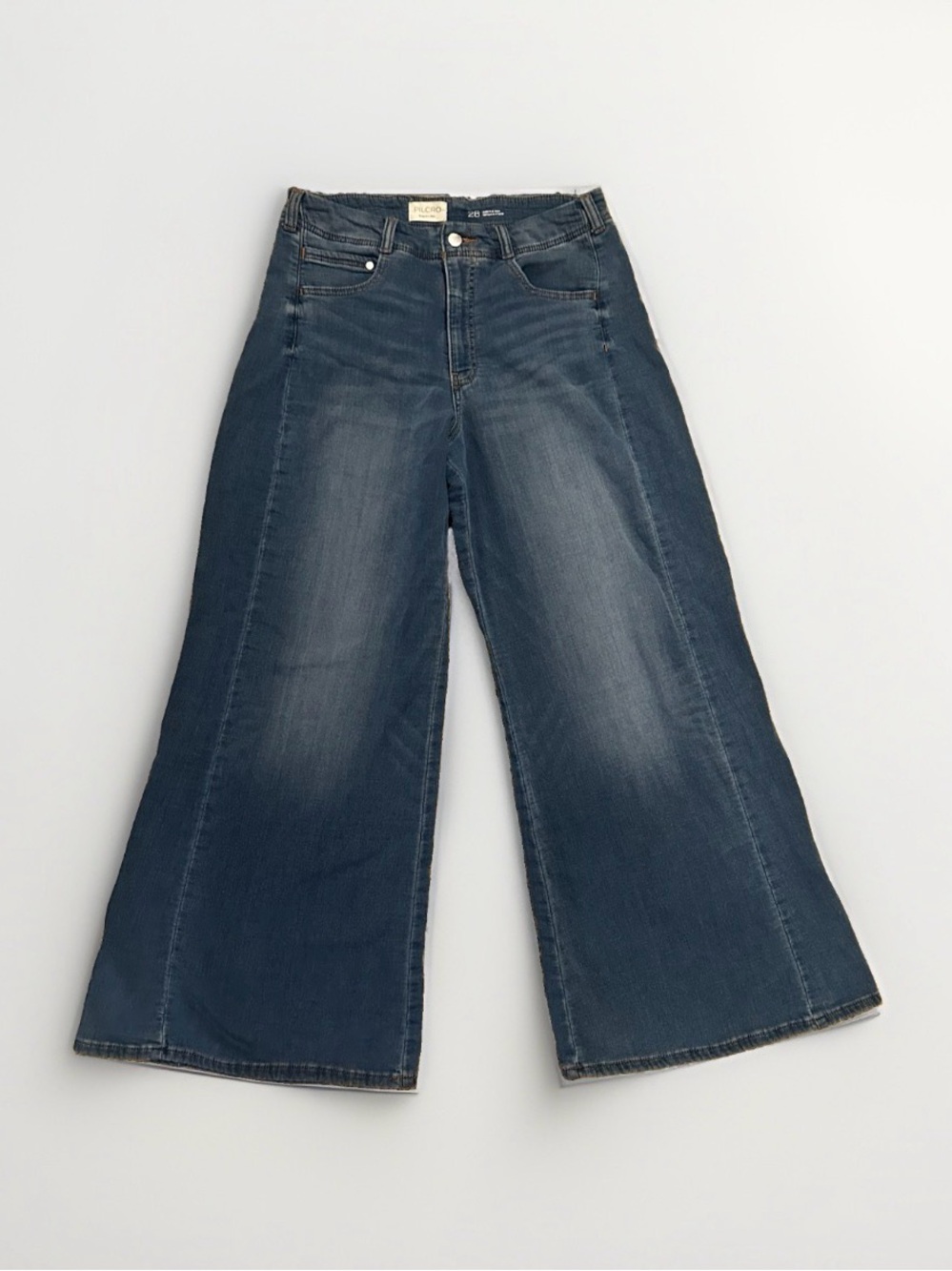 PILCRO The Adi Knit Mid-Rise Flare Jeans Women's Wide Leg Size 28 Blue